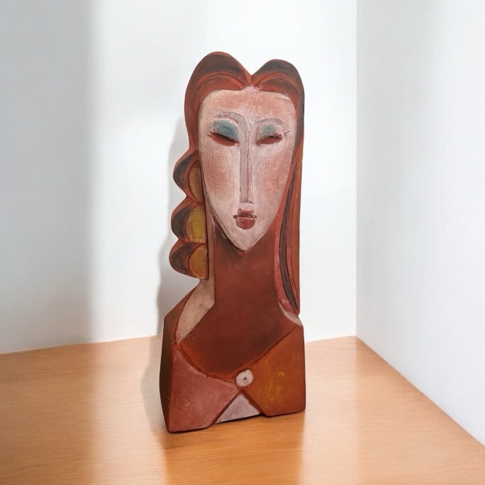 Collectible Rare Female Bust Terracotta Sculpture - Signed by Gail “Soliwoda”